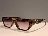 VALENTINO damskie nowe panterkowe okulary zlote logo filtr uv