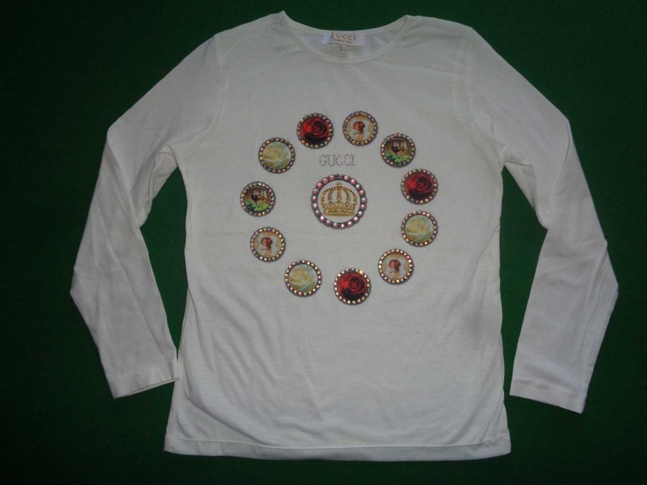 GUCCI made in Italy LUX śliczna biała bluzka cyrkonie OKAZJA 12 lat