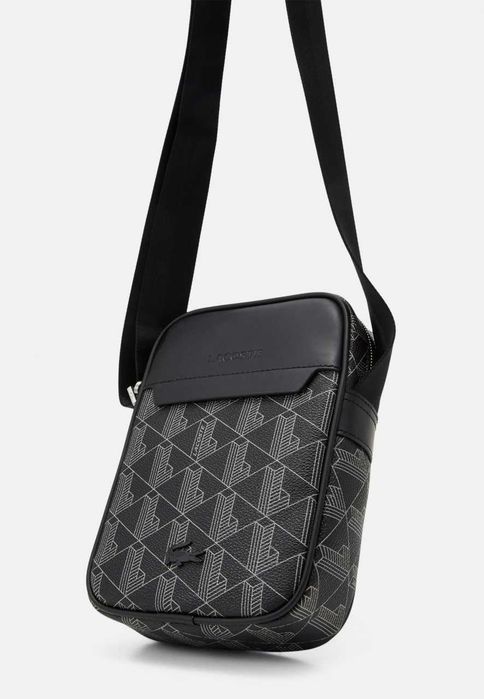 100% ОРИГІНАЛ Lacoste monogram vertical noir gris сумка чоловіча чорна