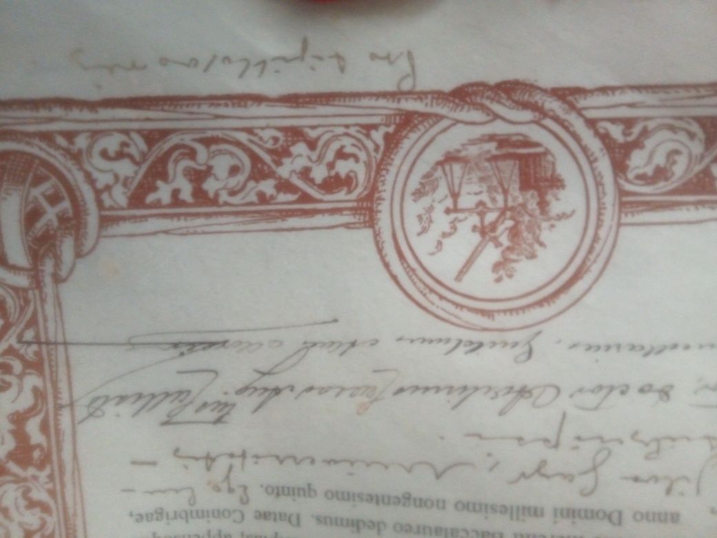 Antigo diploma 1908 Conímbriga completo com selo em prata