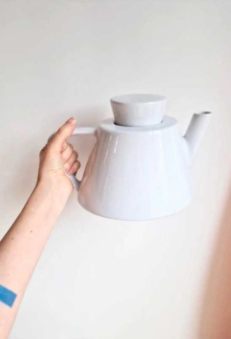 Vintage ceramiczny dzbanek na herbatę z podgrzewaczem IKEA