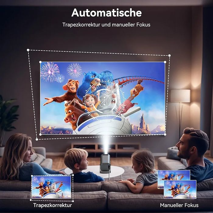 Mini Projektor 4K 1080p Android TV 11 WiFi6 BT5.2 150" 180° Obrót
