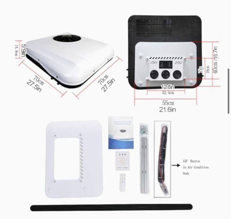 Klimatyzator dachowy 12v/24v kamper, ciągnik, maszyny rolnicze, żuraw