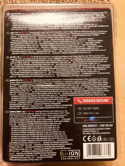 Akumukator Parkside 4 Ah