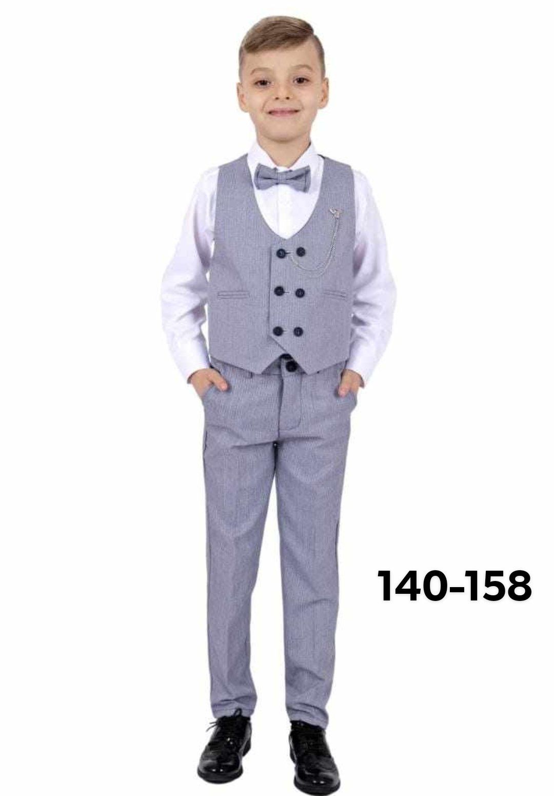 Elegancki garnitur komplet kratka stalowy dla chłopca 12 lat komunia