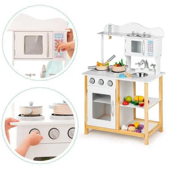 Детская кухня, кухня детская игровая деревянная Ecotoys White