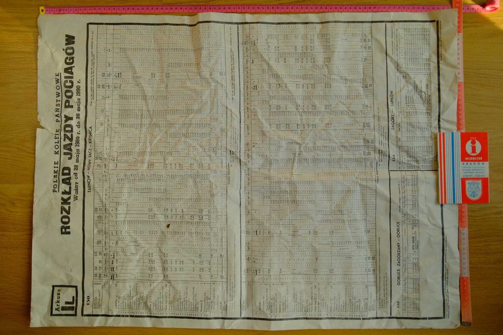 PKP - Rozkład Jazdy Pociągów - 1989r - Tarnów - Nowy Sącz - Krynica