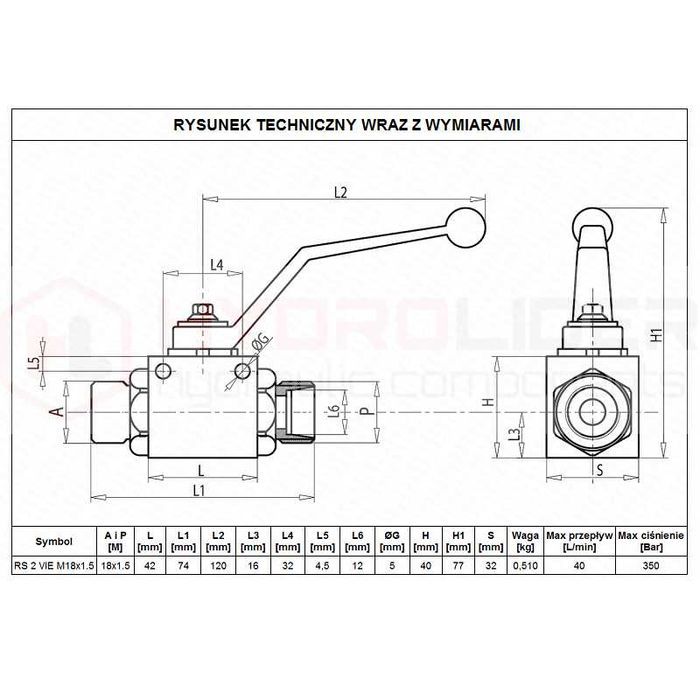 Hydroakumulator poj. 0,16l 100bar + zawór kulowy