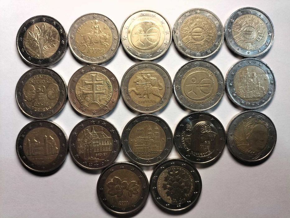 Lote de 17 moedas de 2 EUROS - inclui Grécia 2002 "S"