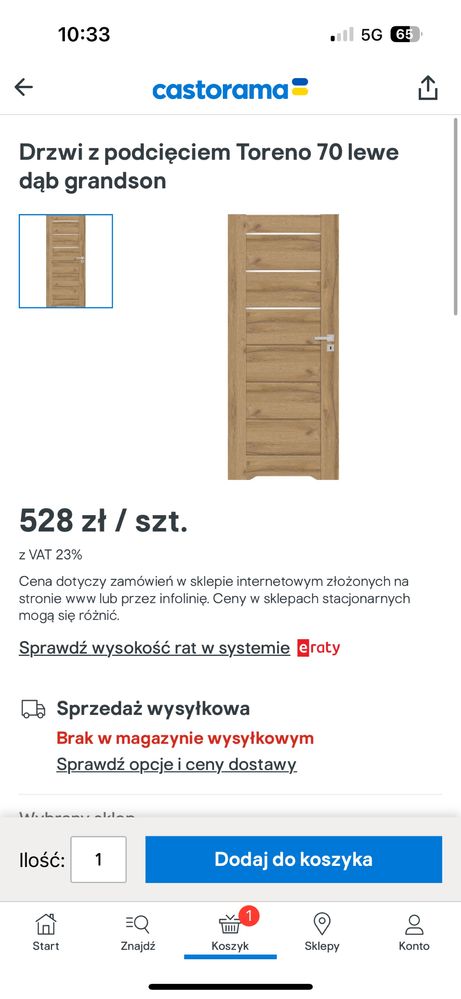 Drzwi podcieciem toreno 70 lewe dąb grandson