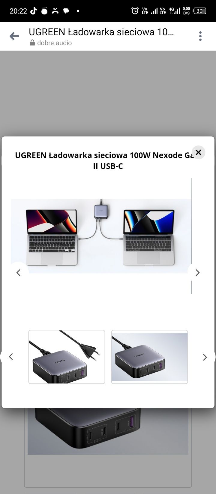 UGREEN Ładowarka sieciowa 100W Nexode GaN II USB-C