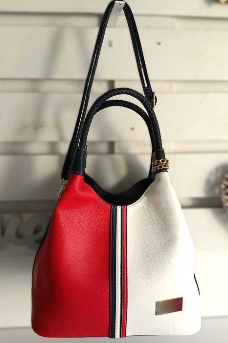 Mala de ombro – design tricolor clássico e elegante