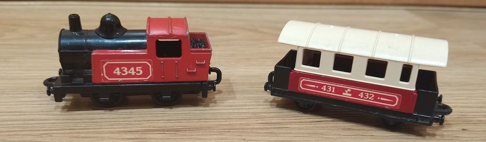 Conjunto de locomotiva e vagão Matchbox de 1979