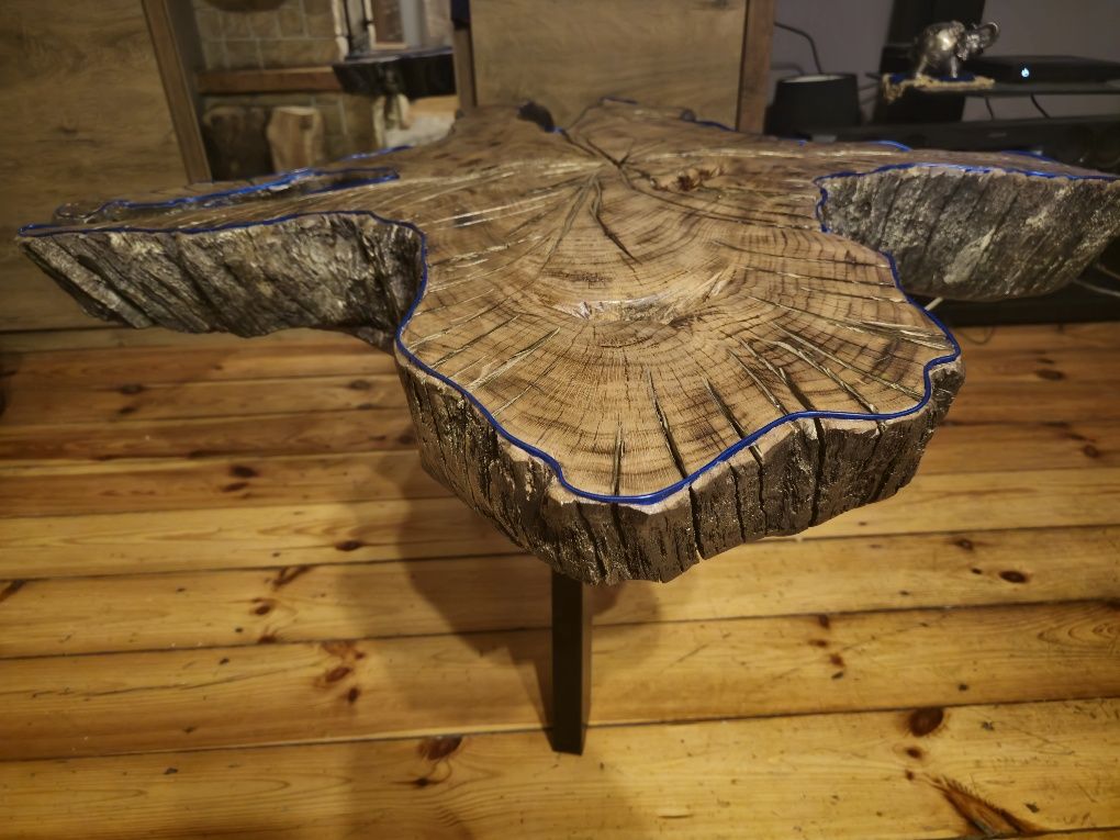 Stół kawowy plaster drewna Dąb ręcznie robiony  Unikat!!!