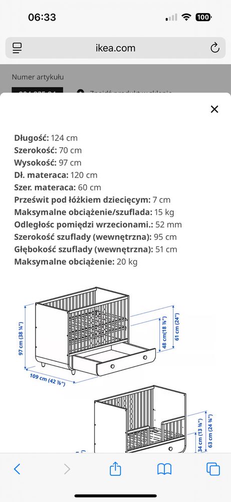 Łóżeczko i przewijak myllra