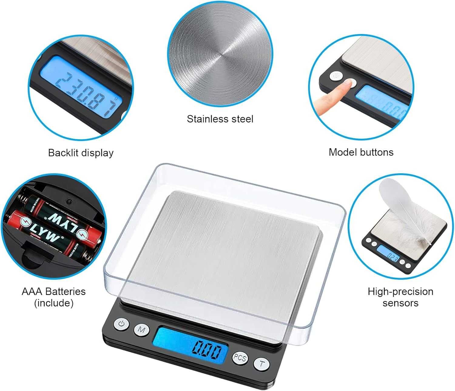 Balança de cozinha com ecrã LCD, digital - NOVO