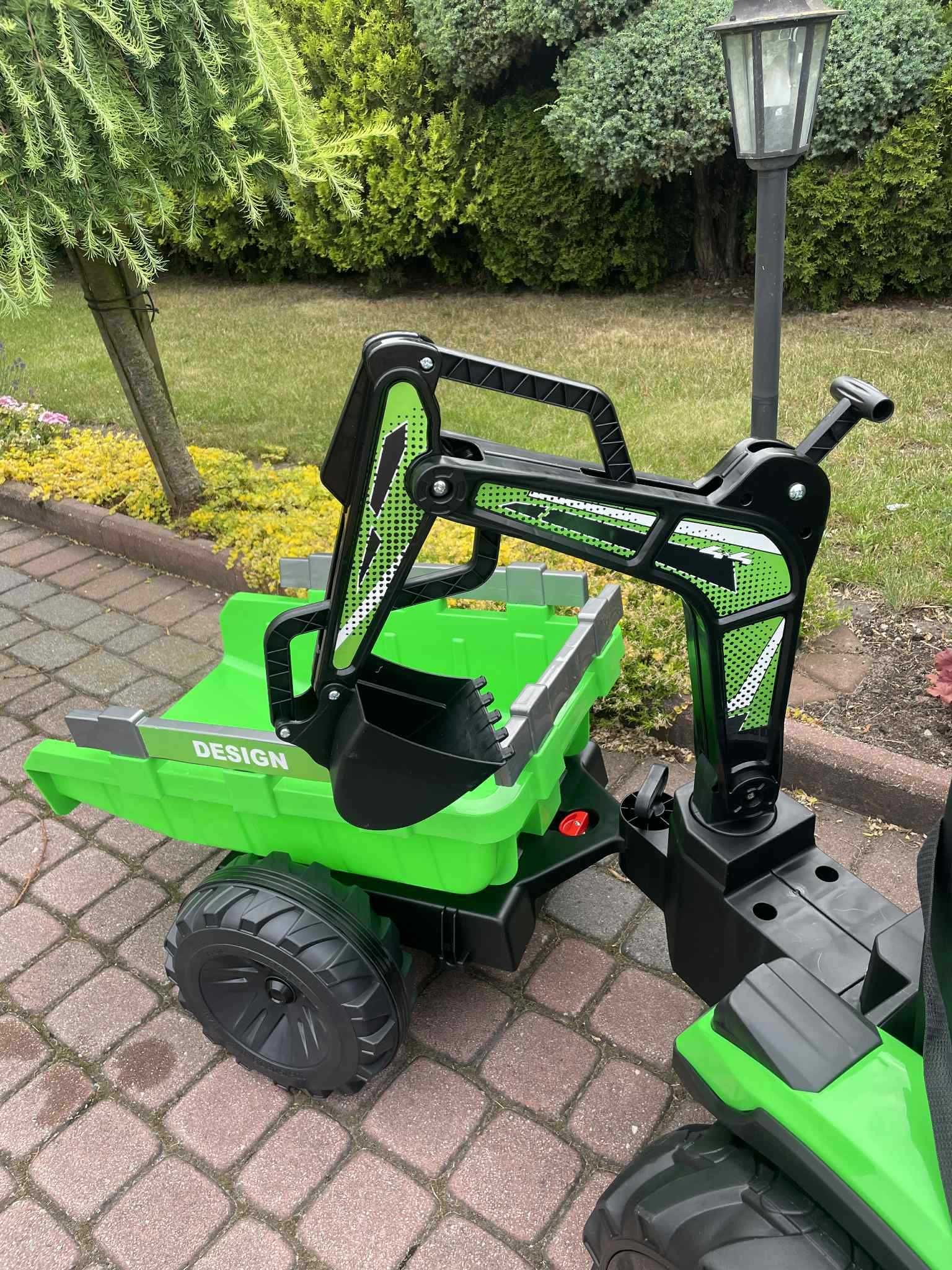 TRAKTOR na Akumulator Dla Dzieci 400W 24V Przyczepka Spychacz Koparka