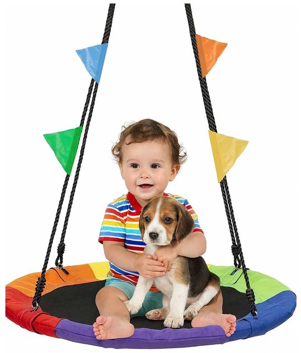 Bocianie Gniazdo Huśtawka Ogrodowa Wisząca dla Dzieci Duża Mocna 80 cm