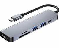 6-port kart SD/port USB typu USB koncentrator kart adapter 4K HDMI
