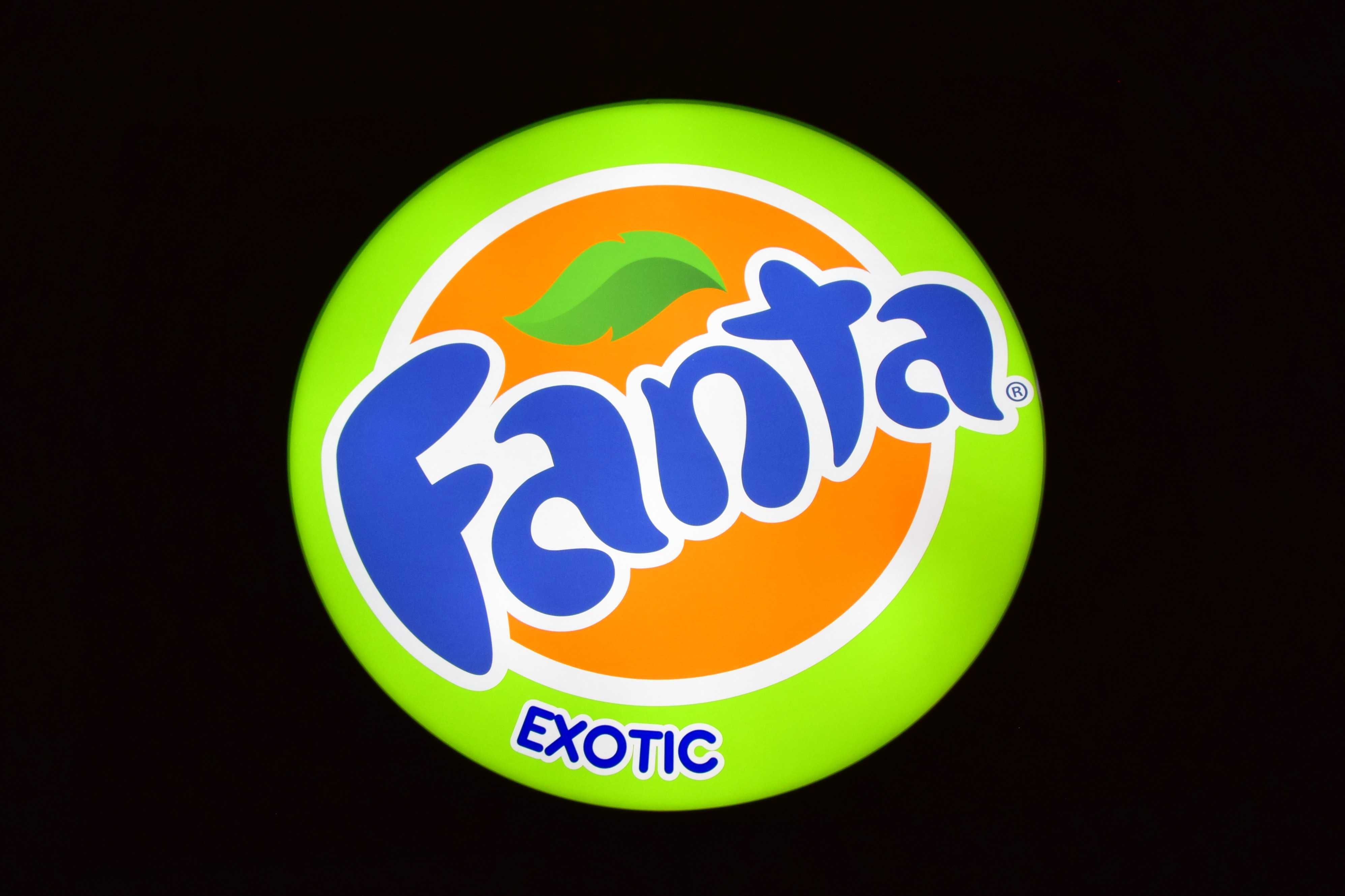 LED Neon FANTA EXOTIC, Logo, Reklama do sklepu, Podświetlany Kaseton