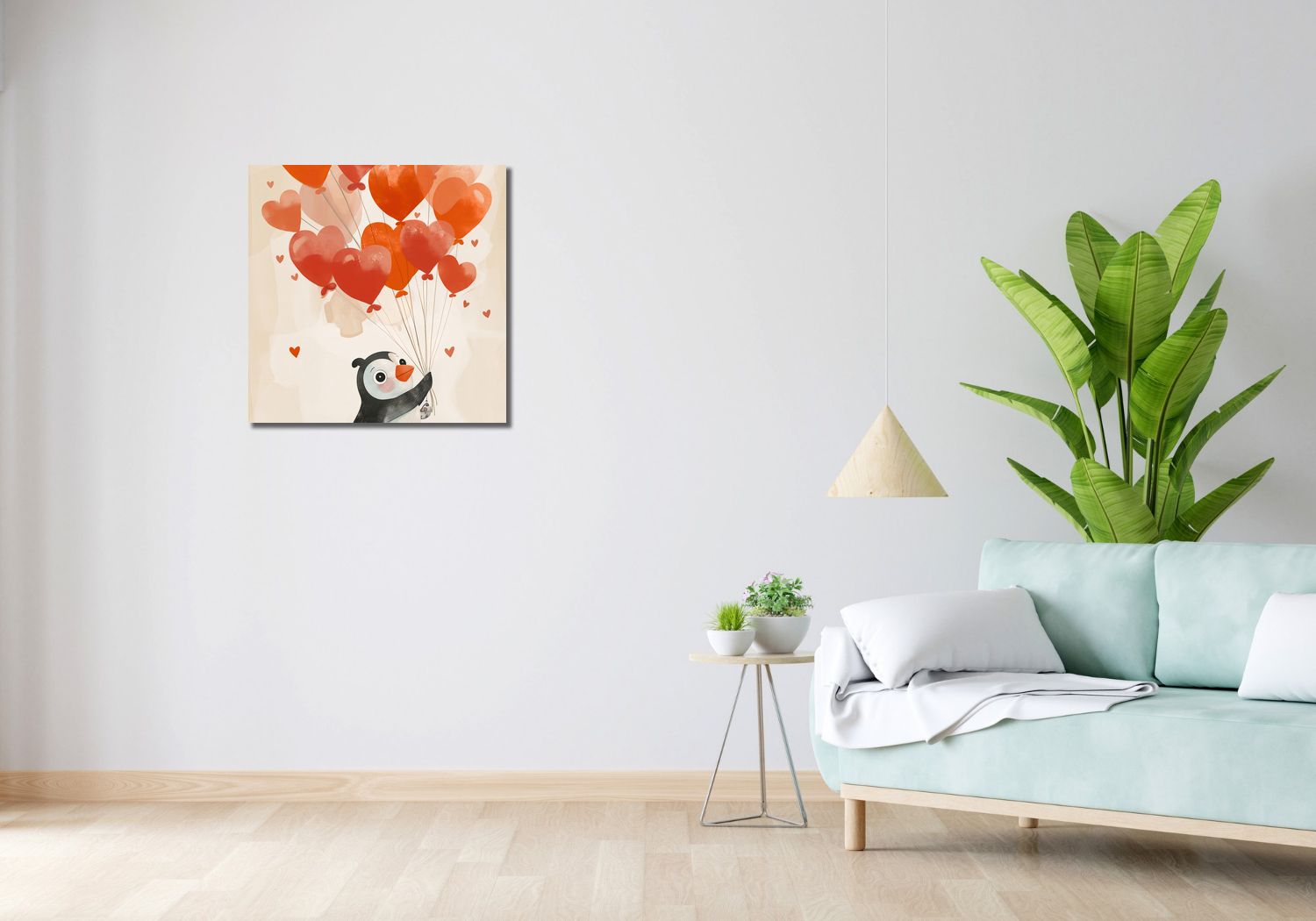 Obraz 60x60cm Pingwinek z Balonami