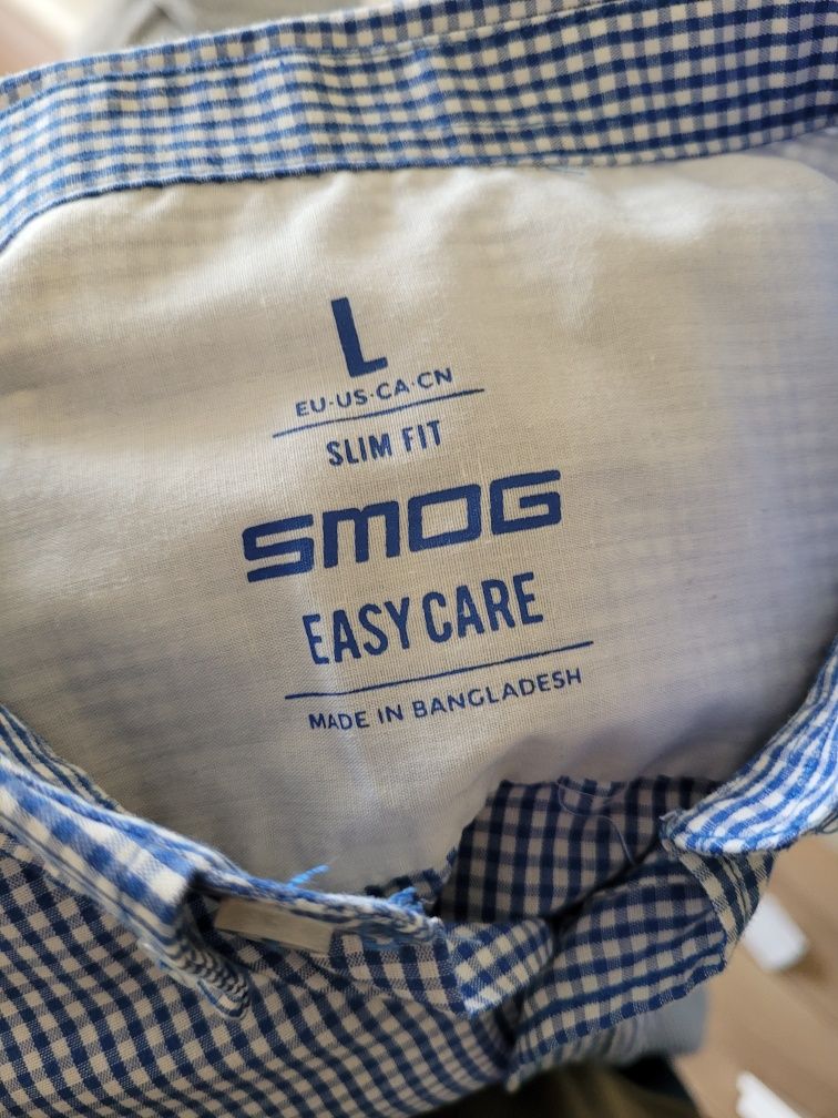 Koszula w kratkę męska slim fit smog rozmiar L