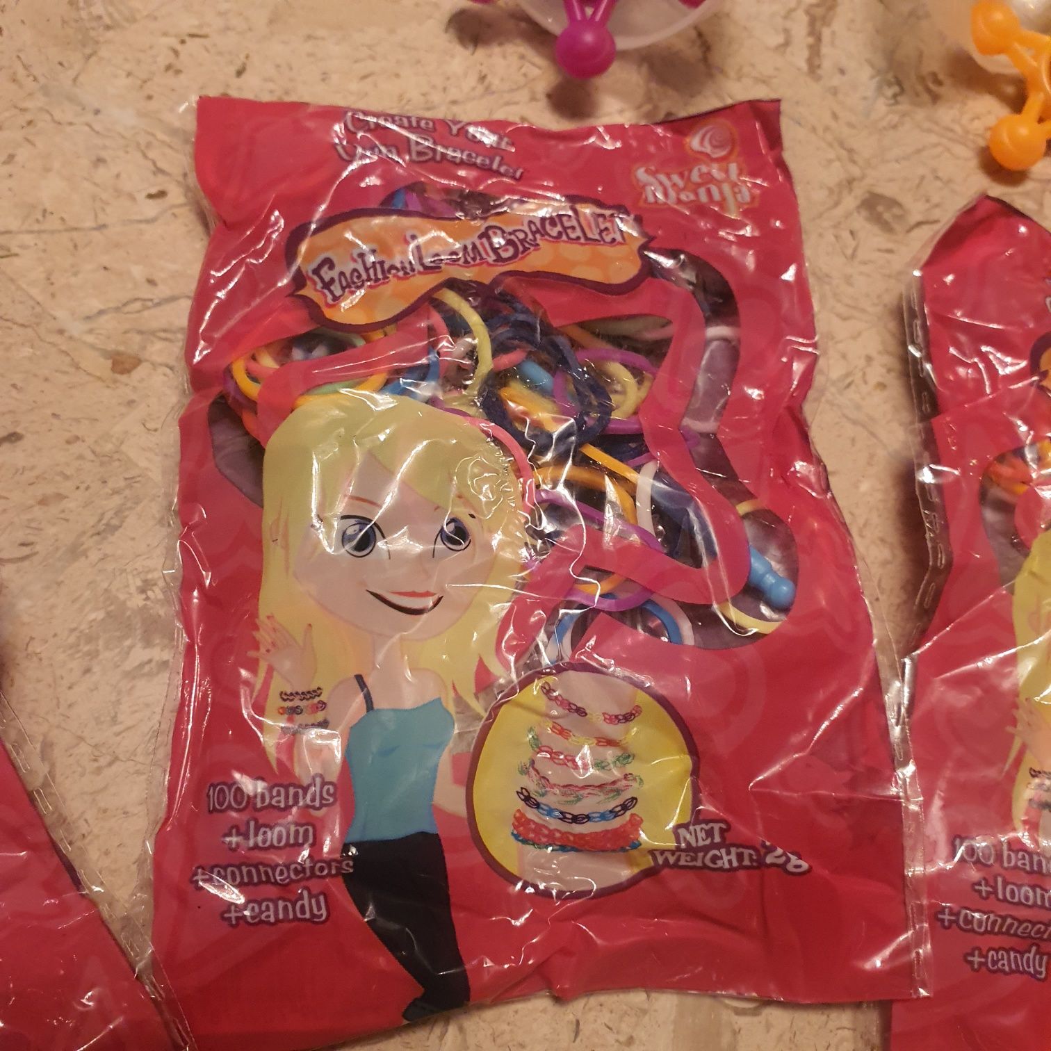 Zestaw gumki loom bands, spinnery, piłeczki