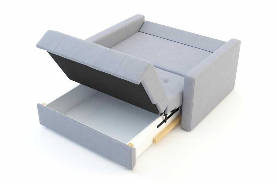Wygodna sofa z funkcją spania i pojemnikiem na pościel