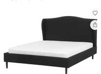 Cama de casal em tecido preto com arrumacao 140 x 200 cm COLMAR