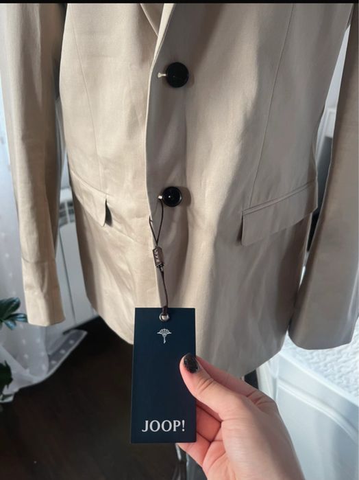 Nowy męski garnitur beżowy L 50 Joop elegancki spodnie marynarka