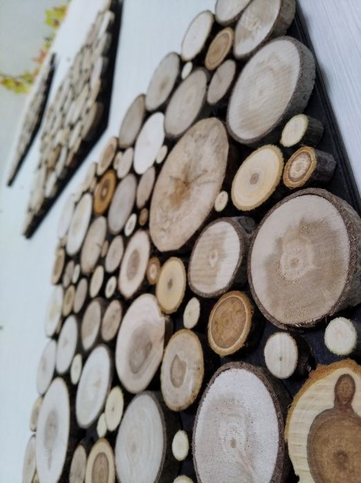 Комплект панно з дерев'яних зпилів з трьох елементів | woodlikelove