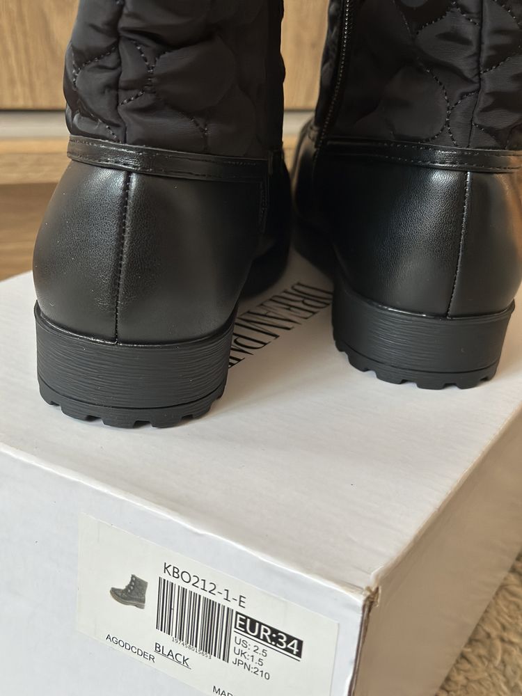Nowe czarne botki buty dla dziewczynki 34