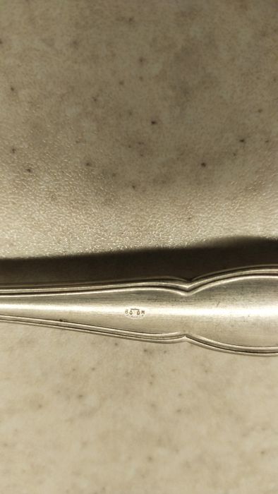 Stary duży posrebrzany widelec Alpacca WFWSiP Hefra Fraget