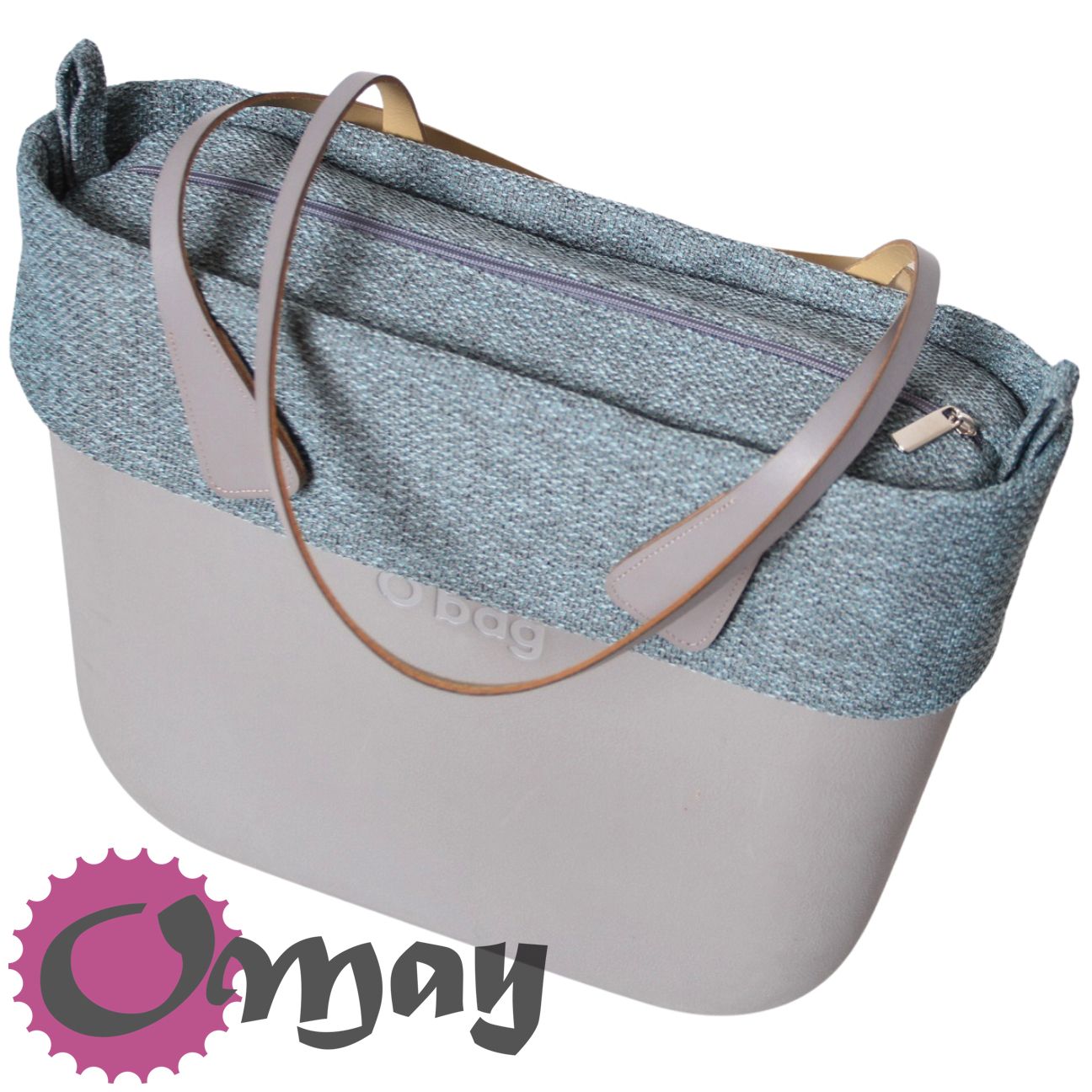 Szary organizer do OBAG STANDARD +OPASKA turkusowa struktura OMAY