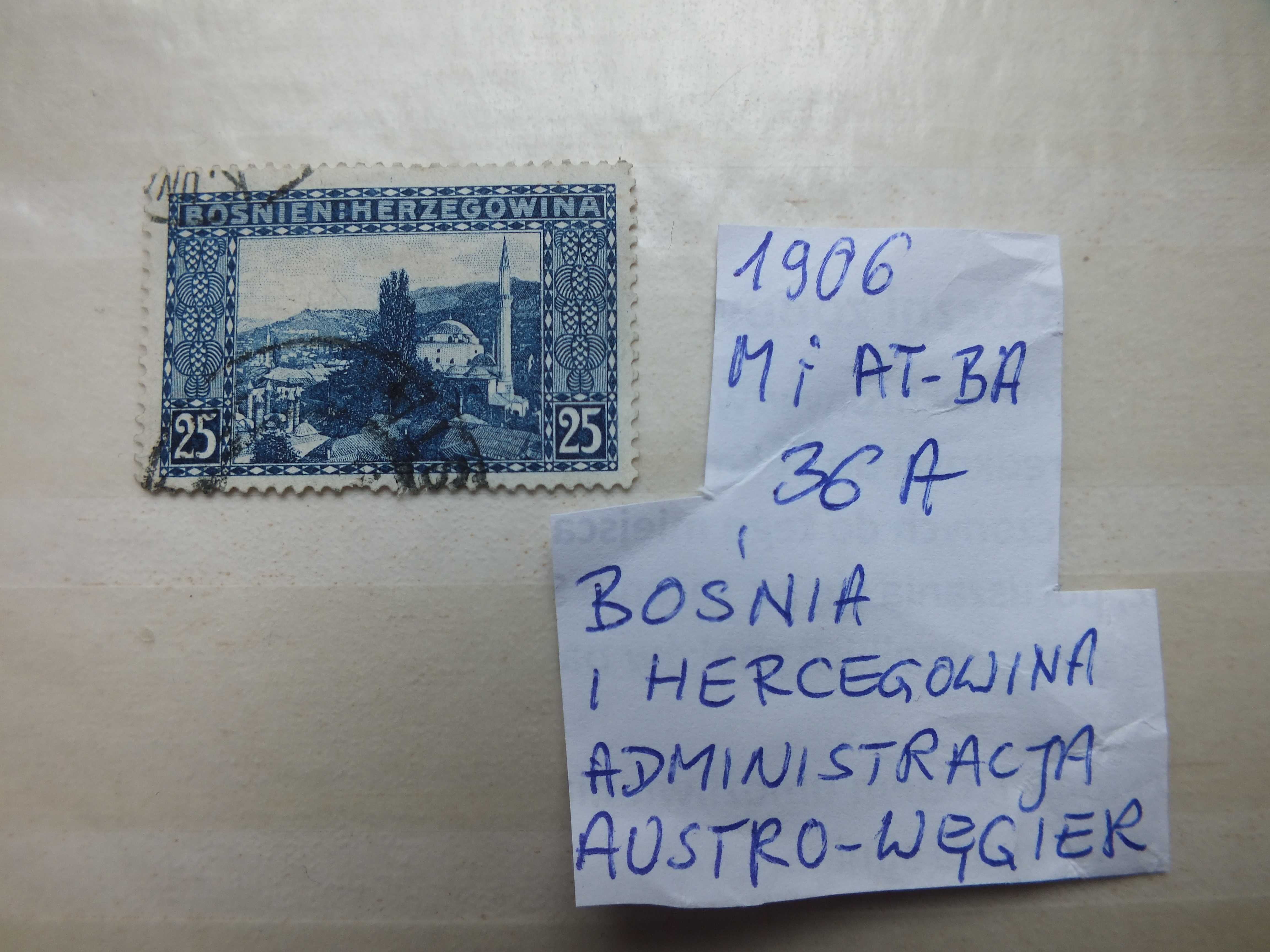 znaczki Mi36 typ A Bośnia i Hercegowina AUSTRIA 1906r. Węgry kasowany