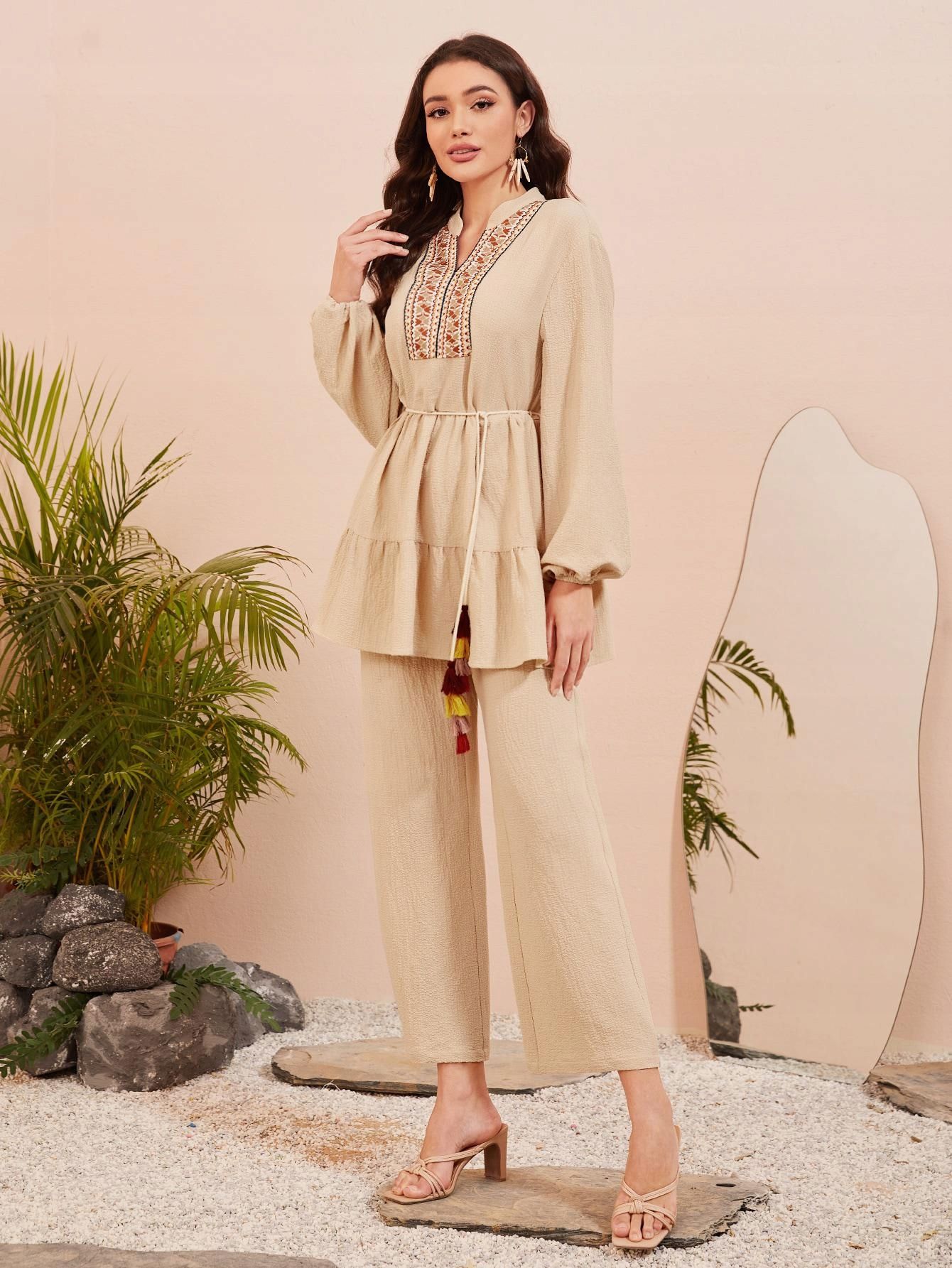 Bluzka Tunika Z Haftami Boho Casual Shein Xl