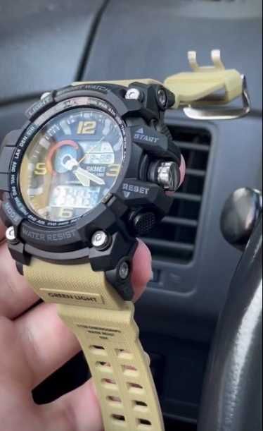 чоловічий наручний годинник skmei black-khaki