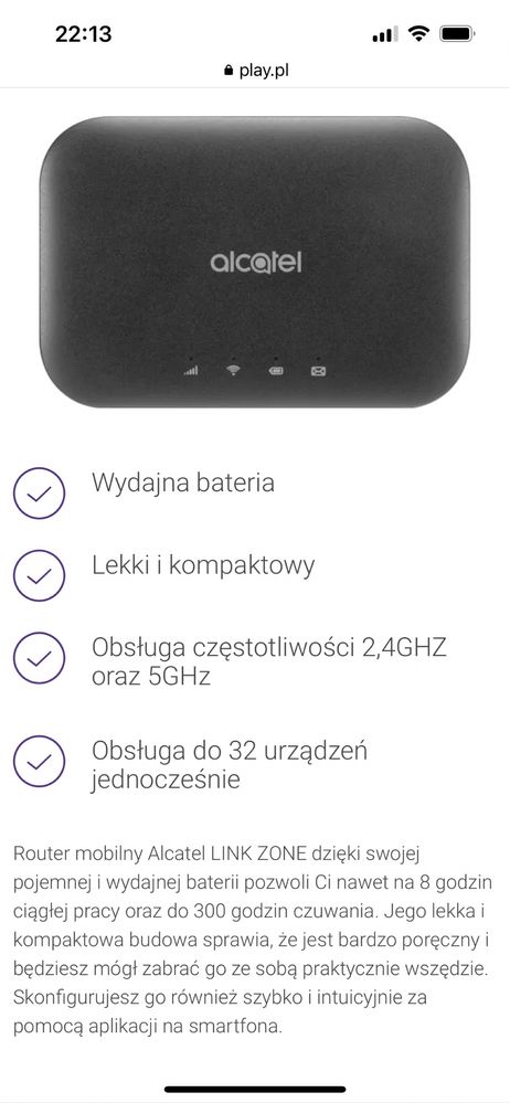 Router Mobilny Alcatel LINK ZONE