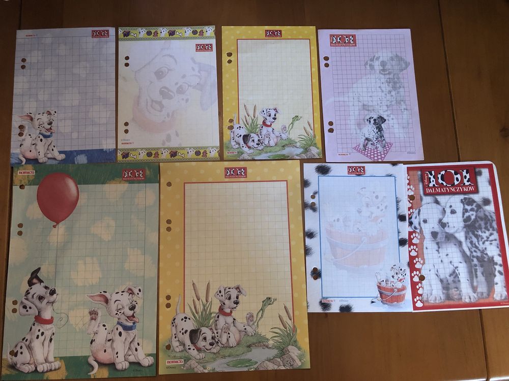 Karteczki kolekcjonerskie z lat 90, 101 Dalmatyńczyków