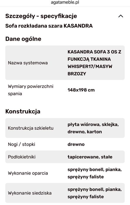 Sofa rozkladana szara Agata meble