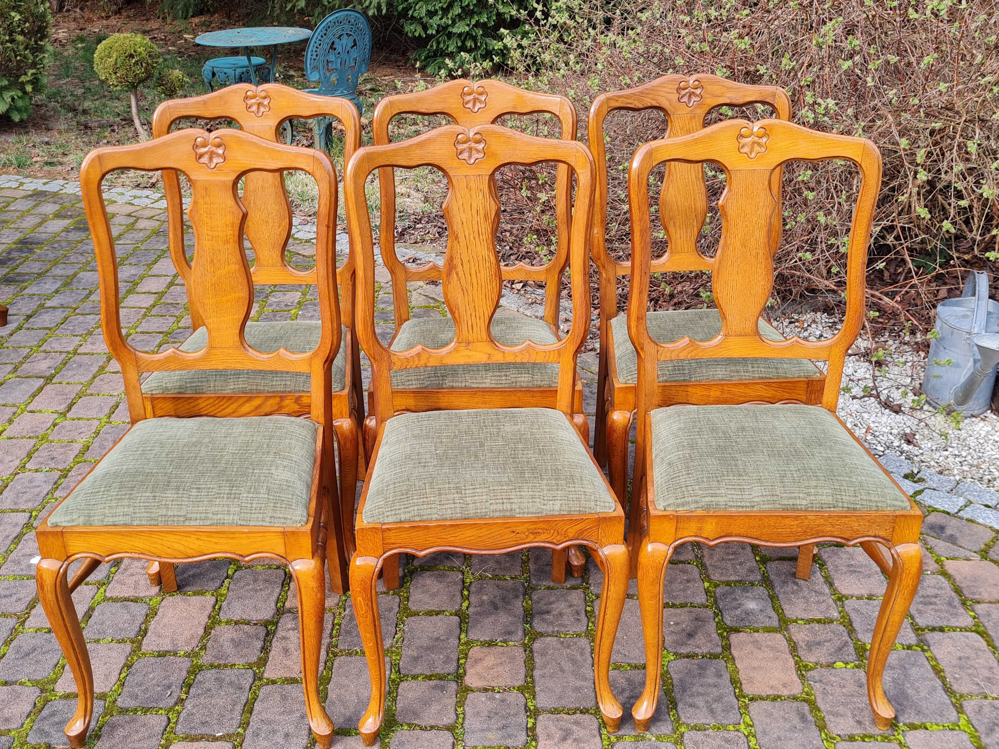 Stół ludwikowski rozkładany + 6 krzeseł  do jadalni stół z krzesłami