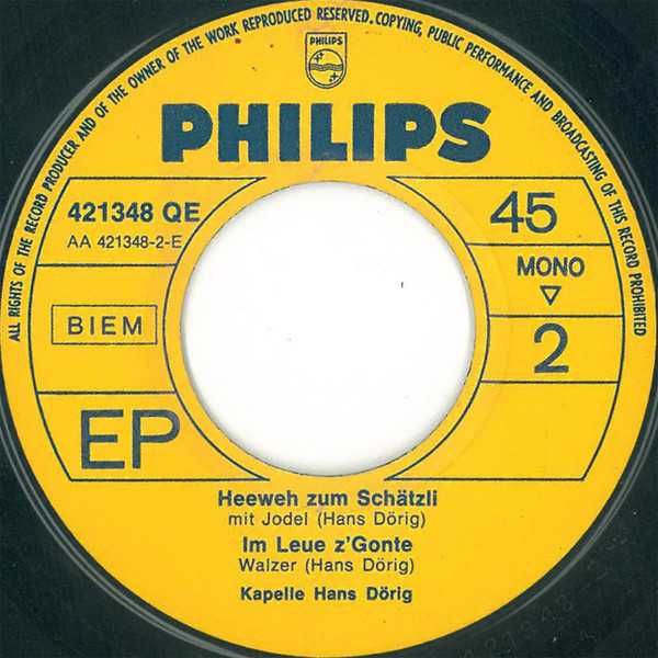 Kapelle Hans Dörig ‎– Kapelle Hans Dörig No. 2 - 45 Rpm 7" - 1957