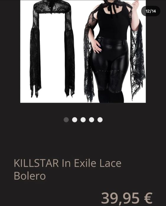Готичне болеро Killstar, XS-L, з розкішними рукавами. 

Опис:
Прод
