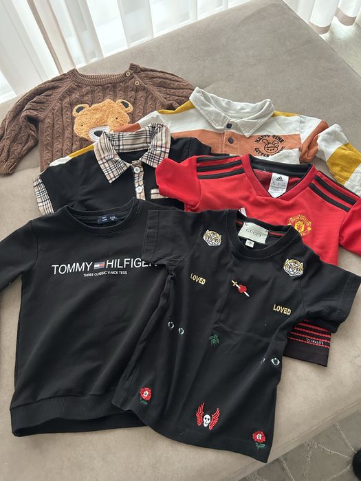 6 szt. Bluzy i bluzki w romiarze 98, hilfiger, gucci, adidas, sinsay