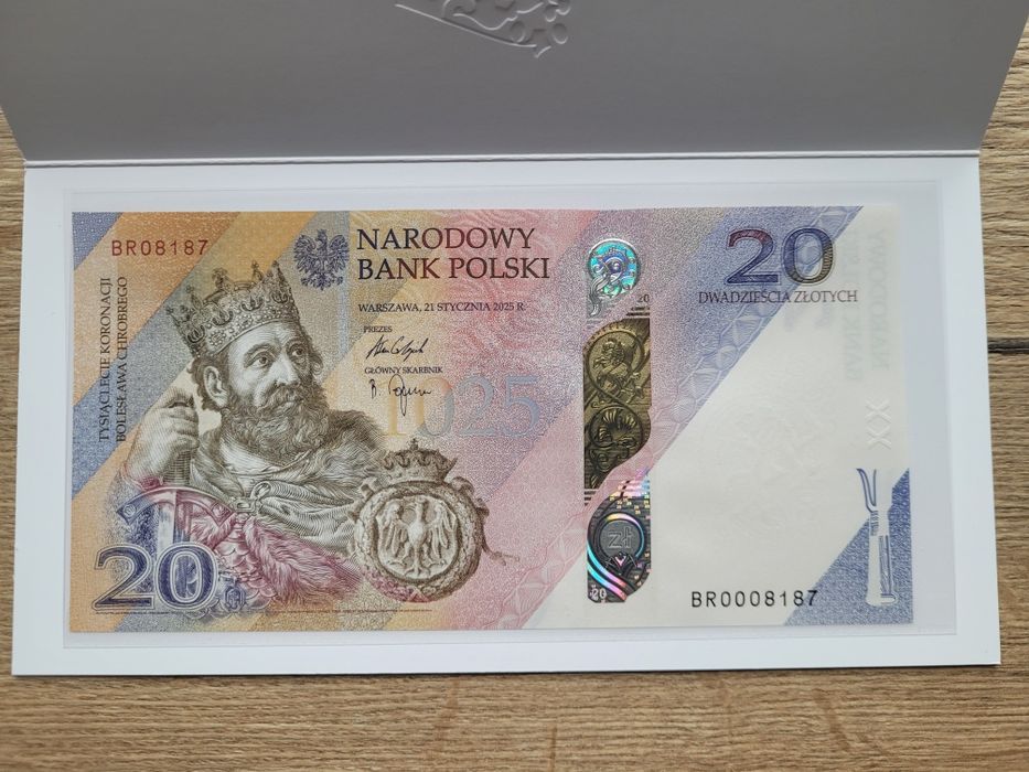 20 zł Tysiąclecie koronacji Bolesława Chrobrego UNC  + folder
