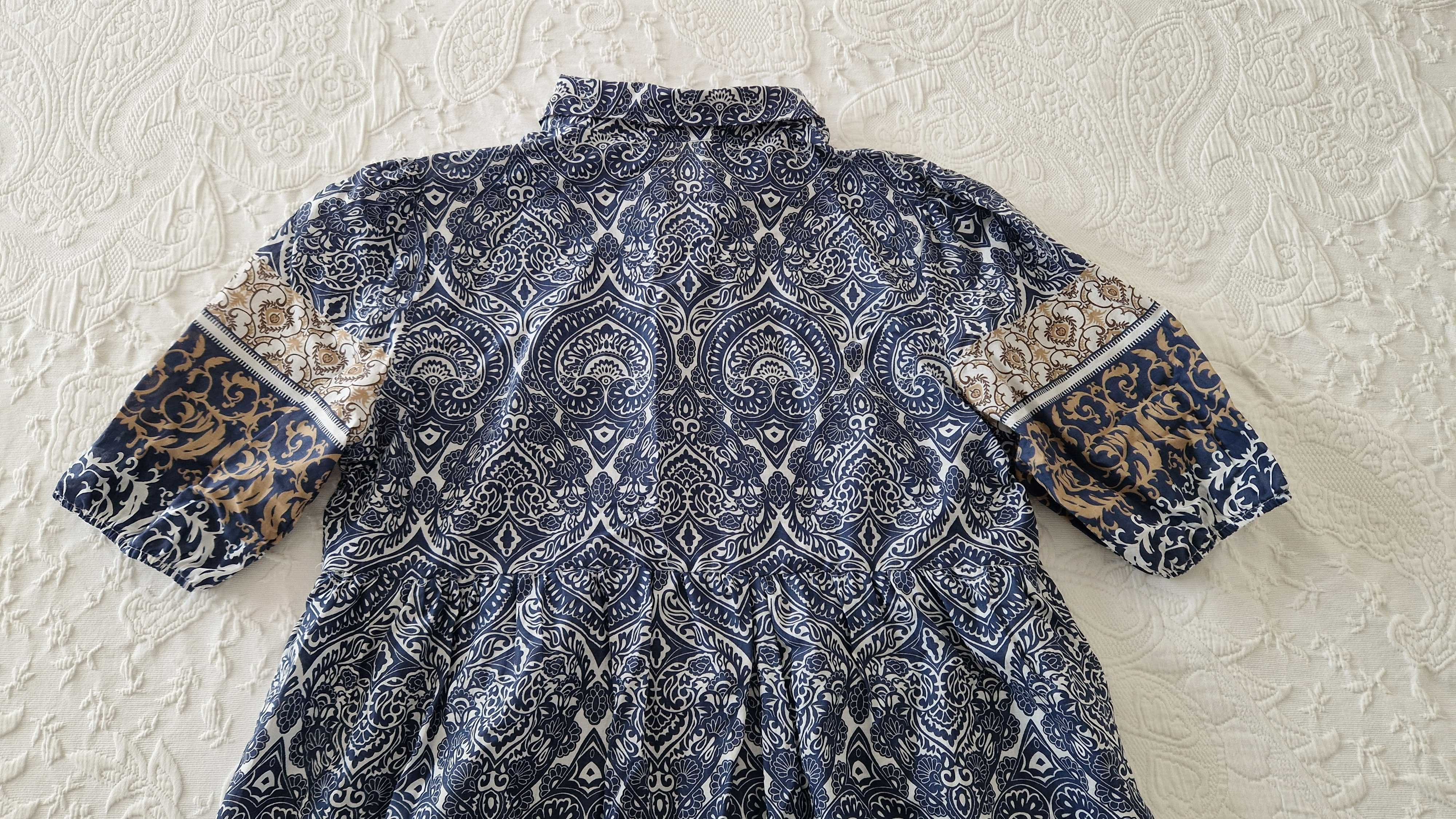 Vestido estampado manga curta, tamanho M