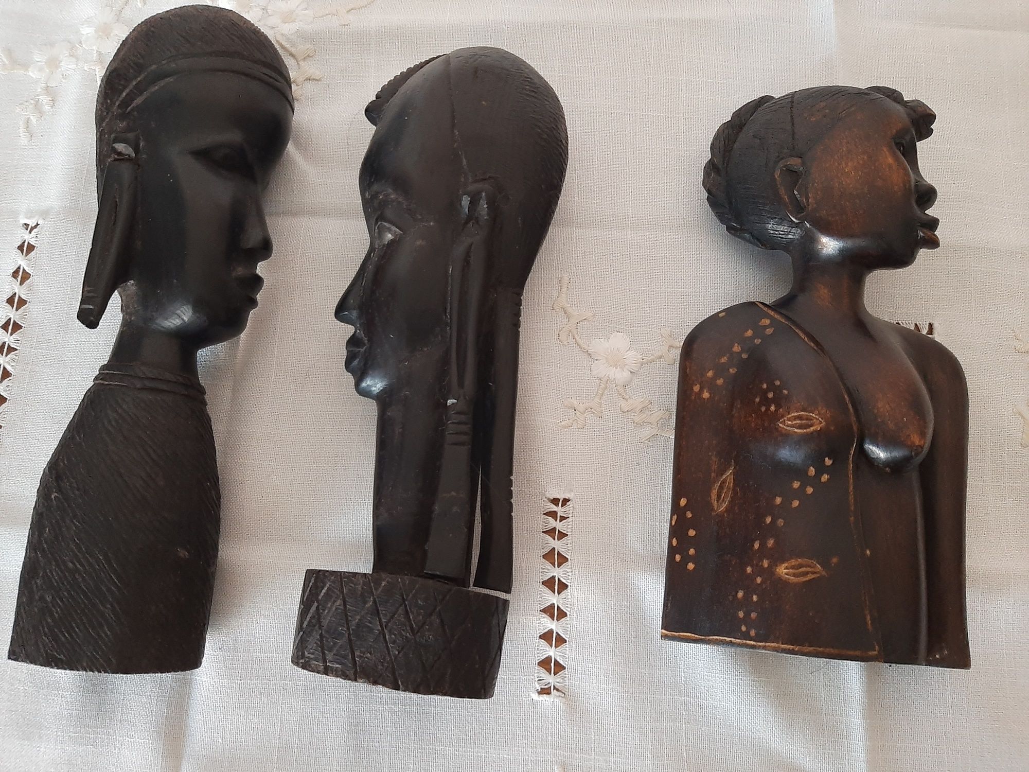 Arte africana busto lança animais Elefante madeira  pedra sabão