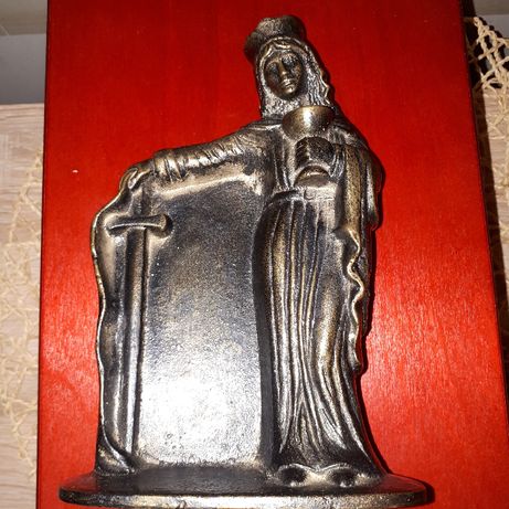 Rzeźba św. Barbara z Nikodemii z mosiądzu, brązu - pełny odlew