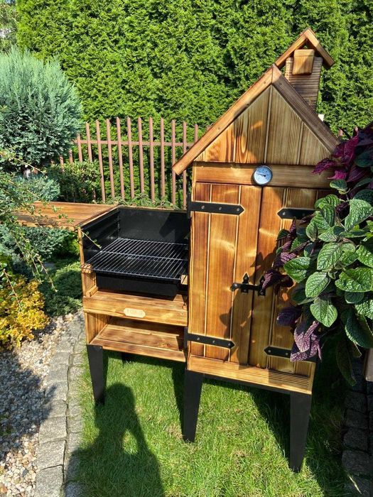 Wędzarnia Drewniana Ogrodowa z Grillem 2 w 1