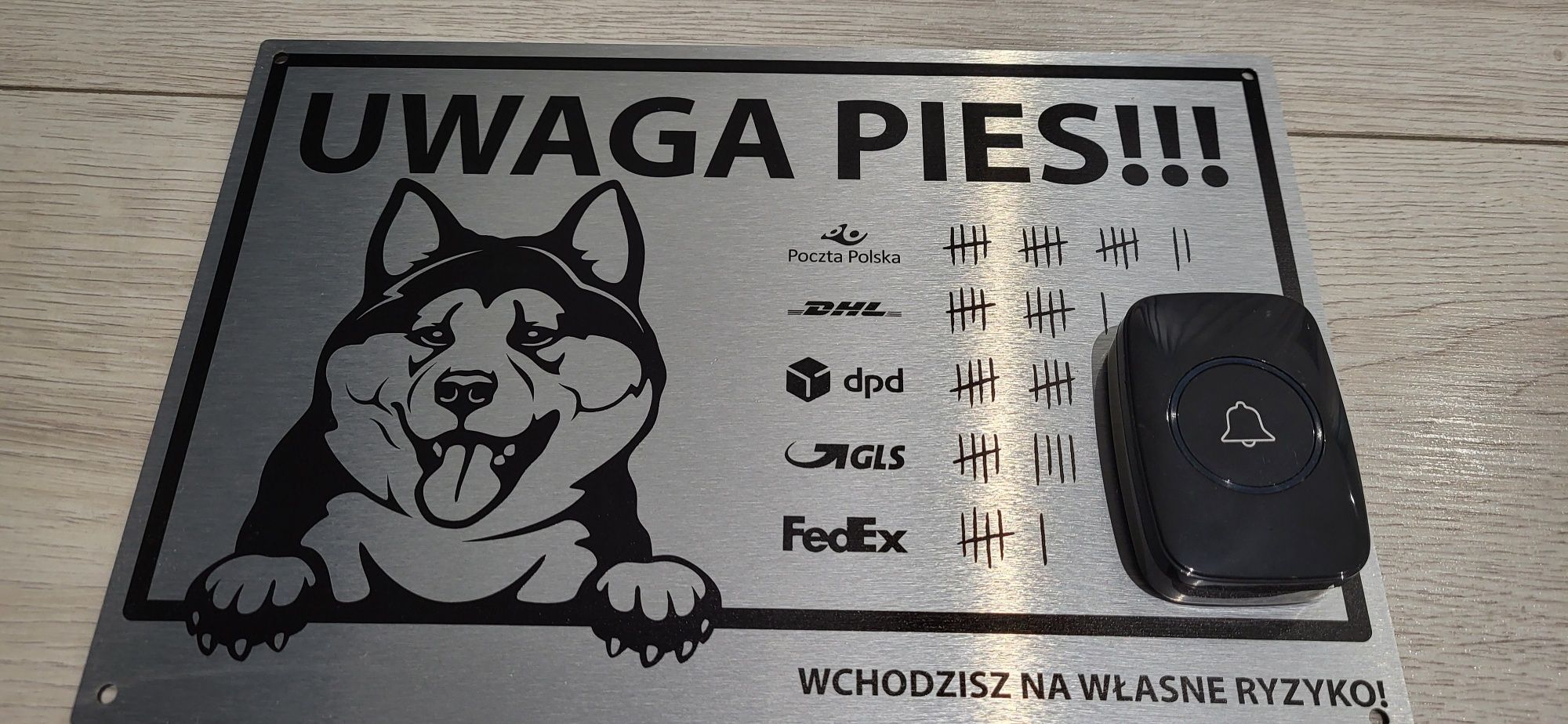 Jak nowa Tabliczka  UWAGA PIES+ dzwonek
